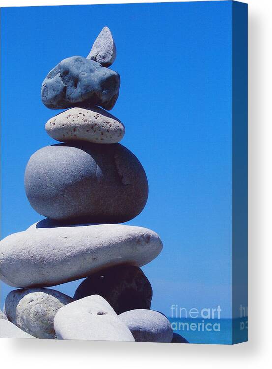 First Star Canvas Print featuring the photograph Inukshuk 1 by jammer by First Star Art