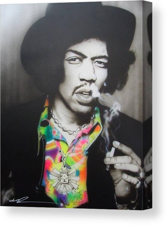 Jimi Hendrix Canvas Print featuring the painting Jam Back at the House by Christian Chapman Art