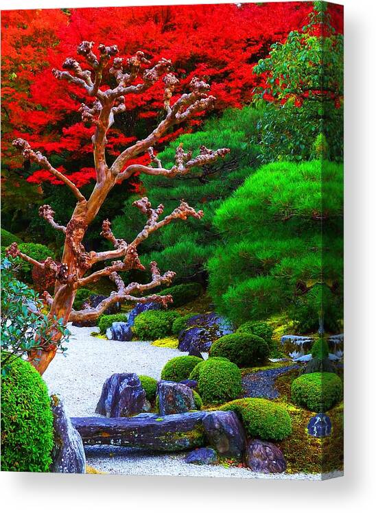 Julia Tanner Canvas Print featuring the photograph Japanese Garden by Julia Ivanovna Willhite