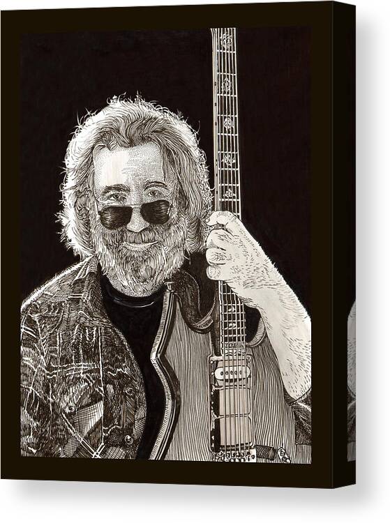 Thank You For Buying A 72 X 48 Canvas Print Of Jerome John Jerry Garcia Who Was An American Musician Who Was Best Known For His Lead Guitar Work Canvas Print featuring the drawing Jerry Garcia String Beard Guitar by Jack Pumphrey