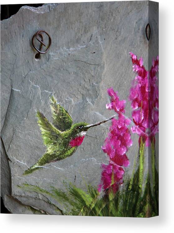 Hummingbird Drawing Canvas Print featuring the photograph Jewel in Flight by Rhonda McDougall