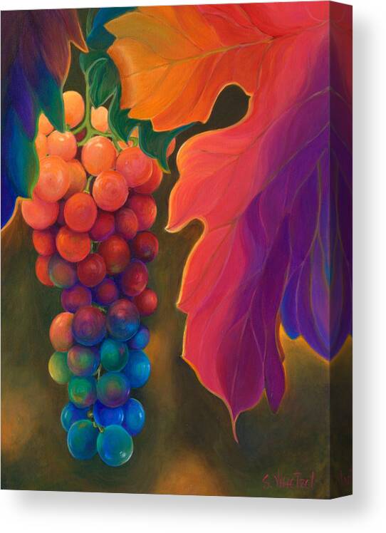 Multi-colored Canvas Print featuring the painting Jewels of the Vine by Sandi Whetzel