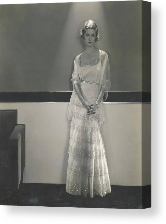 Actress Canvas Print featuring the photograph Joan Bennett Wearing A Chanel Dress by Edward Steichen