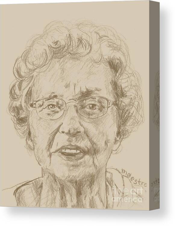 Memory Care Canvas Print featuring the drawing Joanne by PainterArtist FIN