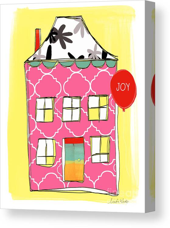 House Canvas Print featuring the painting Joy House Card by Linda Woods