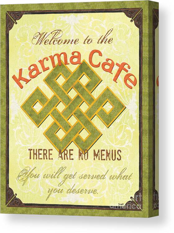 Karma Canvas Print featuring the painting Karma Cafe by Debbie DeWitt