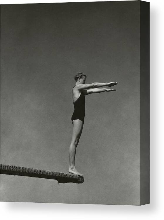 Exterior Canvas Print featuring the photograph Katherine Rawls Getting Ready To Dive by Edward Steichen
