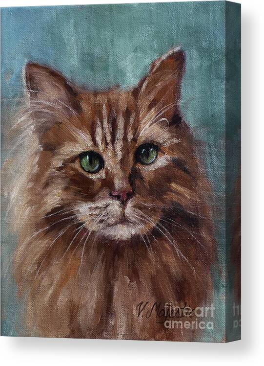 Custom Pet Portrait Canvas Print featuring the painting Kitty - Custom Pet Portrait by Viktoria K Majestic