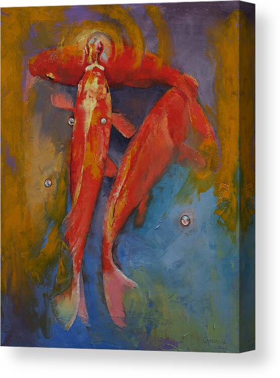 Bubble Canvas Print featuring the painting Koi Bubbles by Michael Creese