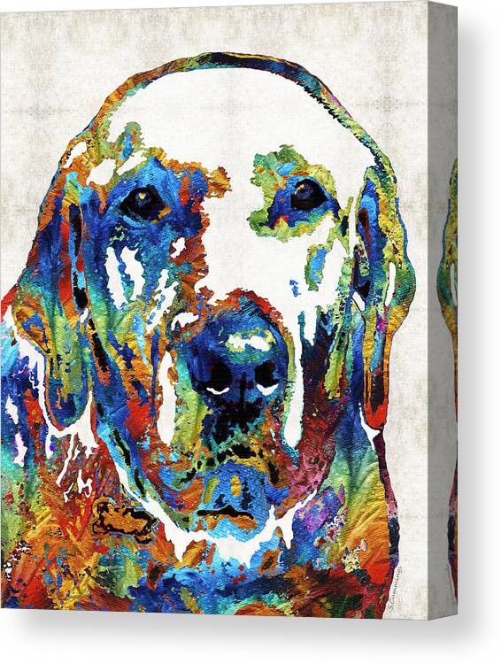 Labrador Retriever Canvas Print featuring the painting Labrador Retriever Art - Play With Me - By Sharon Cummings by Sharon Cummings