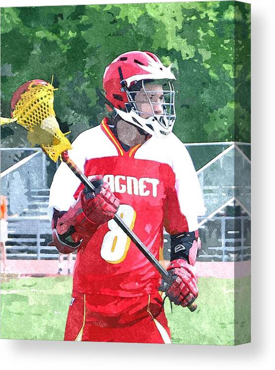 Lacrosse Canvas Print featuring the mixed media Lacrosse Player 1 by James Spears