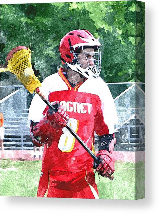 Lacrosse Canvas Print featuring the mixed media Lacrosse Player 1.3 by James Spears