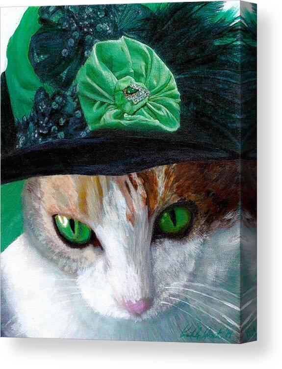 Cats Canvas Print featuring the painting Lady Little Girl Cats In Hats by Michele Avanti