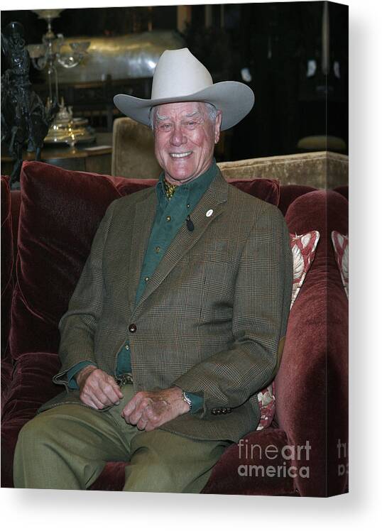 Celebrities Canvas Print featuring the photograph Larry Hagman by Nina Prommer