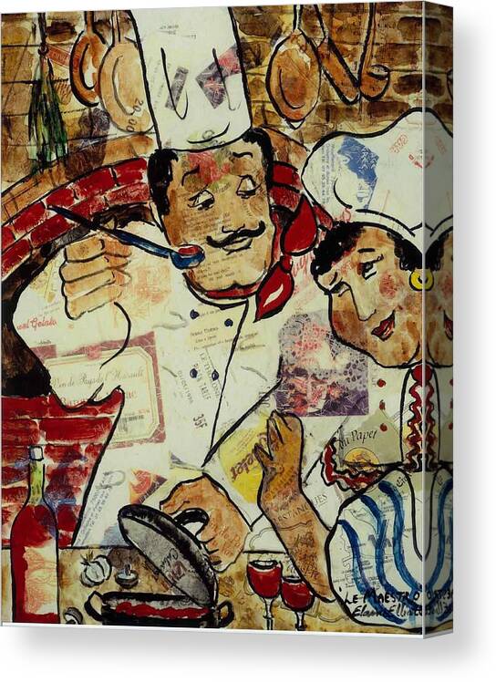 Chef Canvas Print featuring the painting Le Maestro by Elaine Elliott