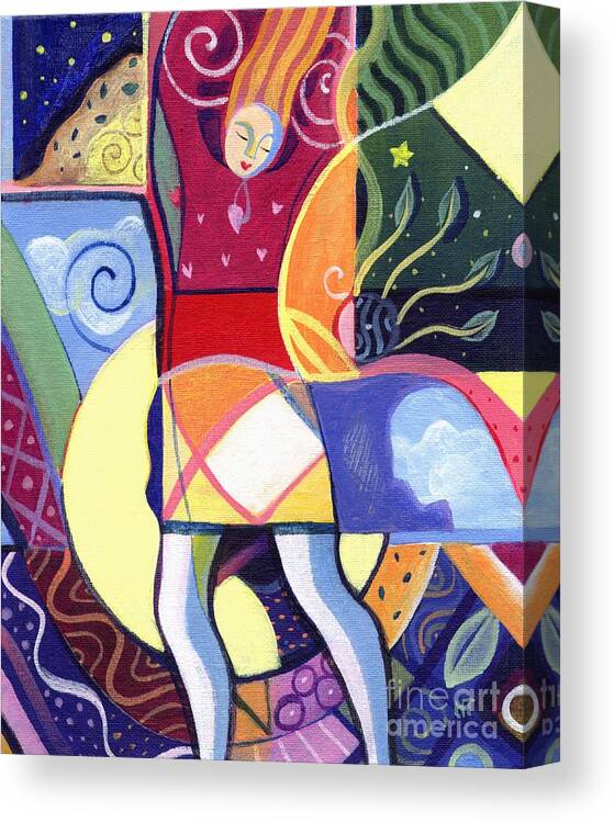 Woman Canvas Print featuring the painting Leaping and Bouncing by Helena Tiainen