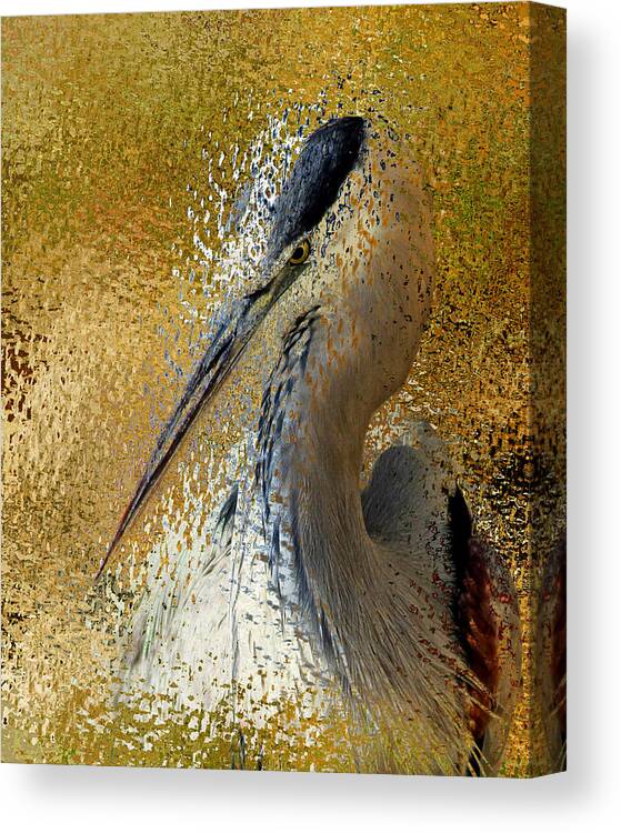 Heron Canvas Print featuring the photograph Life In The Sunshine - Bird Art Abstract Realism by Georgiana Romanovna