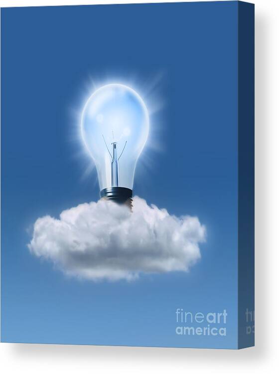 Light Canvas Print featuring the photograph Light Bulb In Cloud by Mike Agliolo