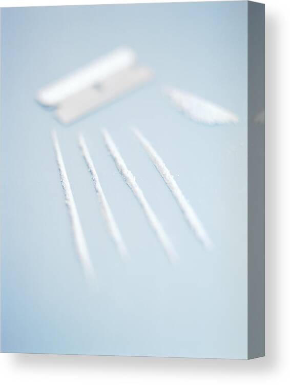 Cocaine Canvas Print featuring the photograph Lines Of Cocaine by Lawrence Lawry/science Photo Library