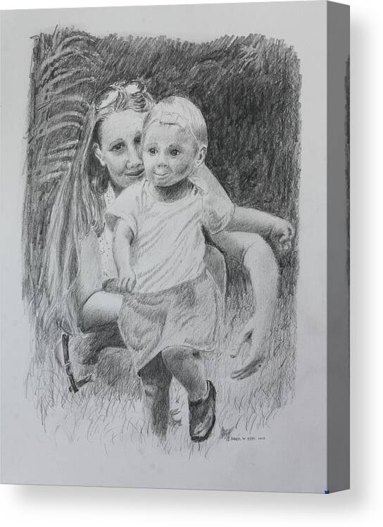 Mother Canvas Print featuring the drawing Little Runaway by Daniel Reed