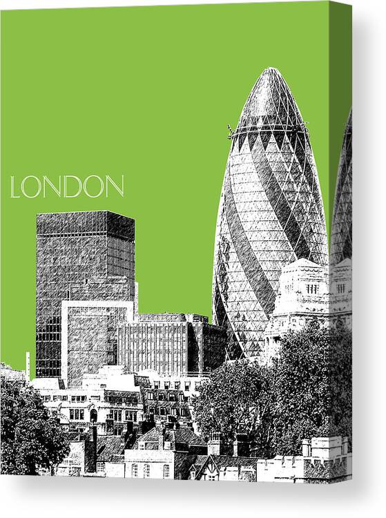Architecture Canvas Print featuring the digital art London Skyline The Gherkin Building - Olive by DB Artist