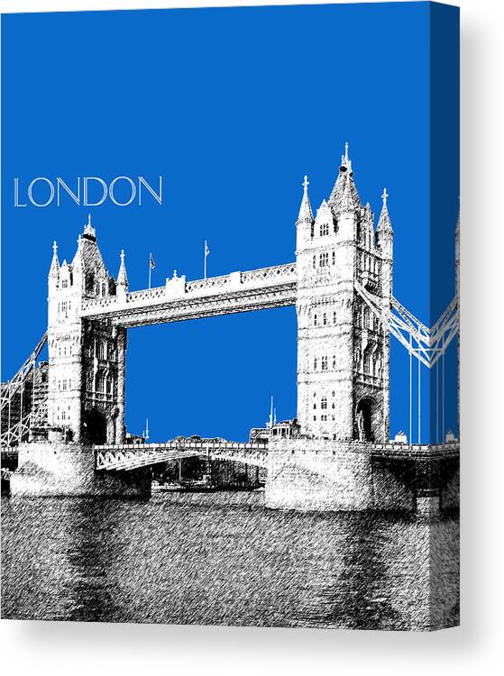 Architecture Canvas Print featuring the digital art London Skyline Tower Bridge - Blue by DB Artist