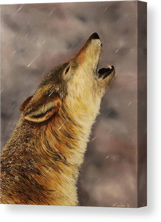 Wolf Canvas Print featuring the painting Lone Wolf by Alan Conder