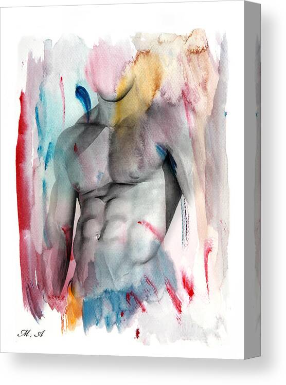 Male Nude Art Canvas Print featuring the painting Love Colors by Mark Ashkenazi