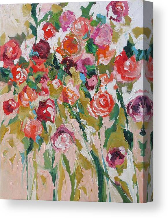 Art Canvas Print featuring the painting Love In Bloom by Linda Monfort