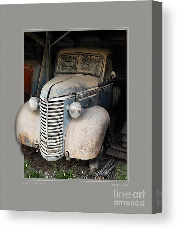 Dusty Old Truck Canvas Print featuring the digital art Love Letters In The Dust by Rick Kelly