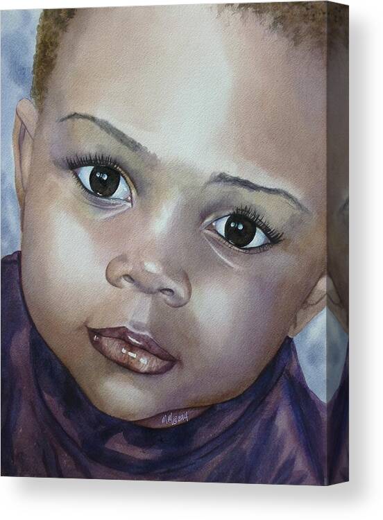 Black Baby Boy Canvas Print featuring the painting Loved by Michal Madison