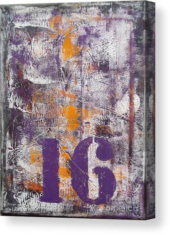 Abstract Painting Paintings Canvas Print featuring the painting Lucky Number 16 by Belinda Capol