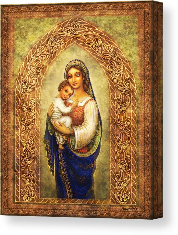 Madonna Canvas Print featuring the mixed media Madonna in an Arch by Ananda Vdovic