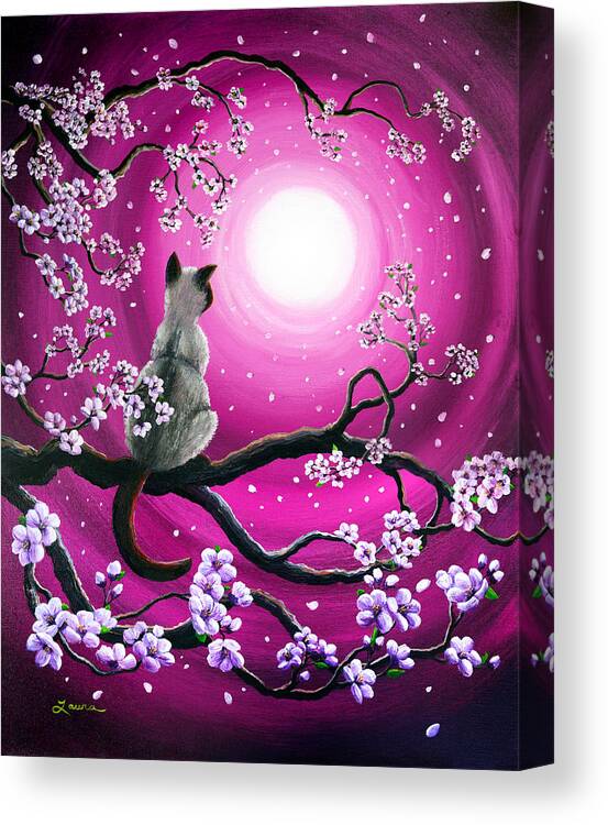 Japanese Canvas Print featuring the painting Magenta Morning Sakura by Laura Iverson