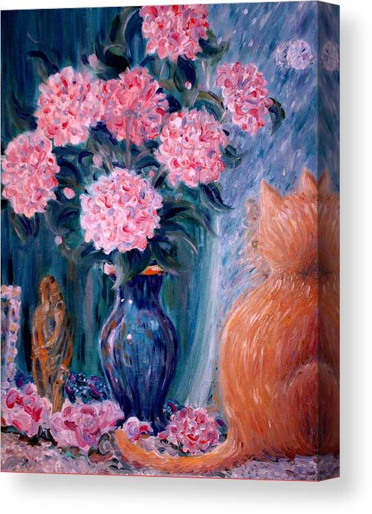 Cat Canvas Print featuring the painting Marigold at the Window by Dee Davis