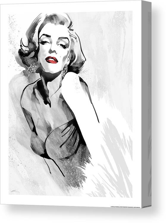 Marilyn Canvas Print featuring the painting Marilyn's Pose Red Lips by Ellie Rahim