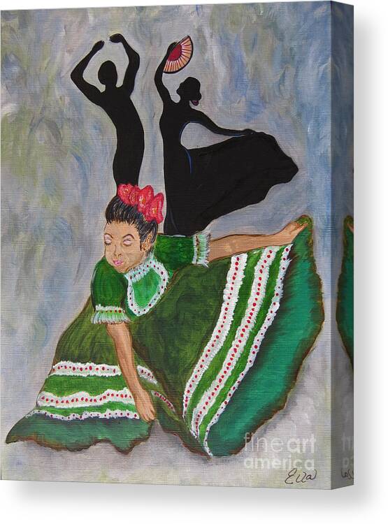 Fiesta Canvas Print featuring the painting Mexican Hat Dance by Ella Kaye Dickey