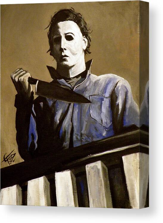 Halloween Canvas Print featuring the painting Michael Myers by Tom Carlton