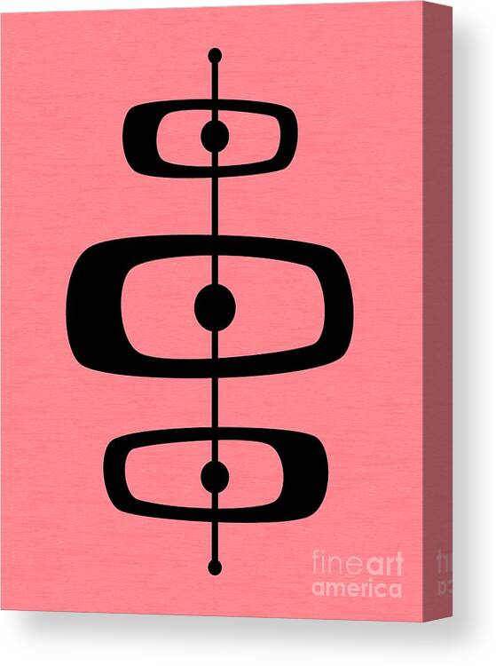 Pink Canvas Print featuring the digital art Mid Century Shapes 2 on Pink by Donna Mibus