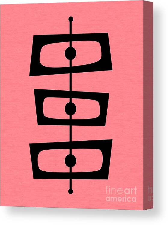 Pink Canvas Print featuring the digital art Mid Century Shapes on Pink by Donna Mibus
