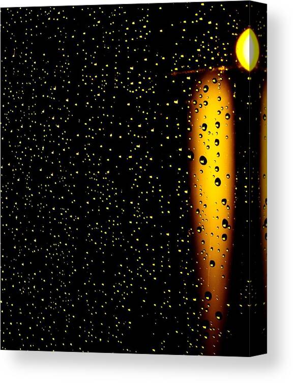 Raindrops Canvas Print featuring the photograph Midnight Raindrops on Glass by Craig Watanabe