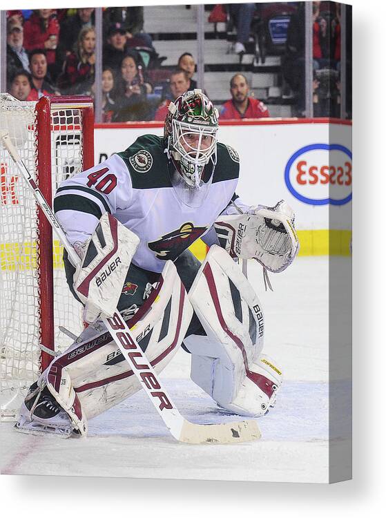 People Canvas Print featuring the photograph Minnesota Wild V Calgary Flames by Derek Leung