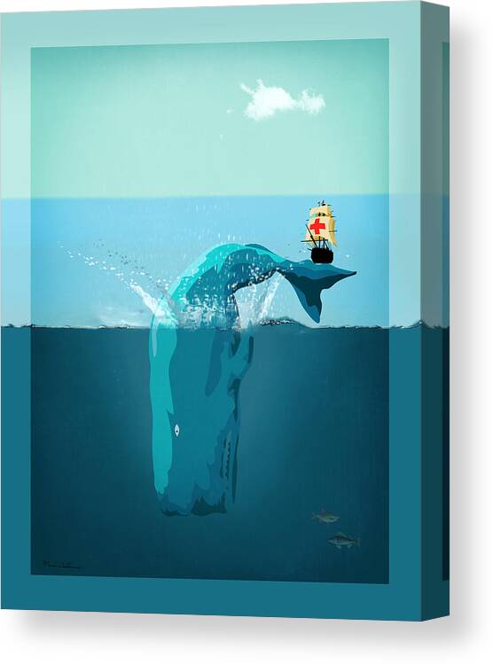 Moby Dick Canvas Print featuring the digital art Moby Dick by Mark Ashkenazi