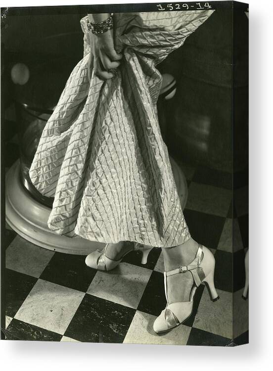 Fashion Canvas Print featuring the photograph Model Wearing A Dress By Rose Clark by Edward Steichen