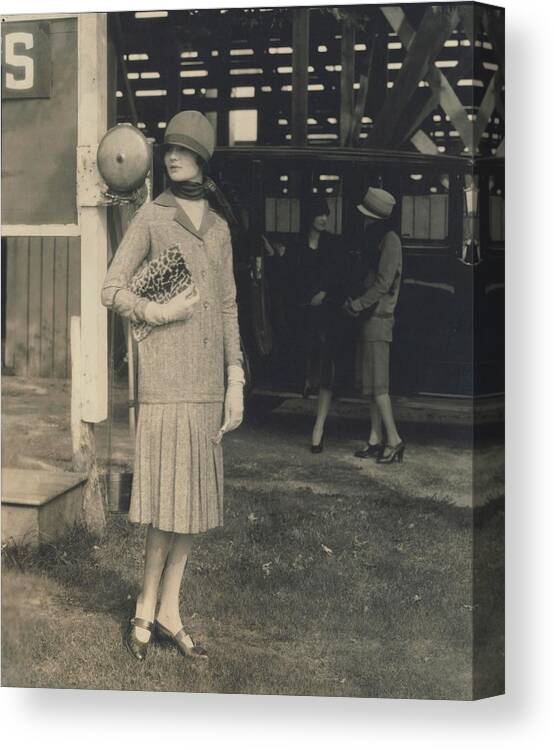 Accessories Canvas Print featuring the photograph Model Wearing A Two-piece Tweed Dress by Edward Steichen