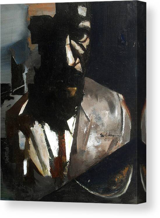 Thelonious Monk Jazz Piano Portrait Canvas Print featuring the painting Monk by Martel Chapman