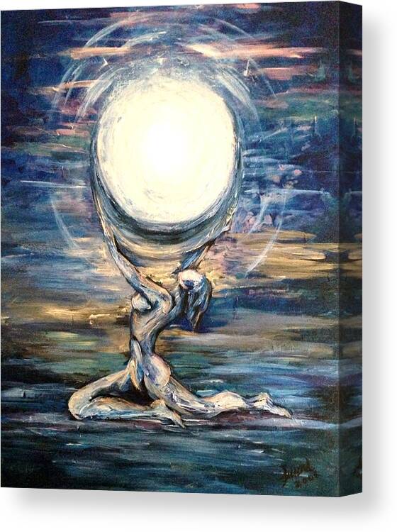 Moon Canvas Print featuring the painting Moon Goddess by Karen Ferrand Carroll