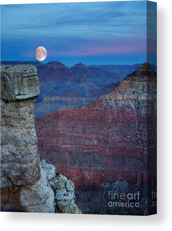 Moon Rise Grand Canyon Canvas Print featuring the photograph Moon Rise Grand Canyon by Patrick Witz
