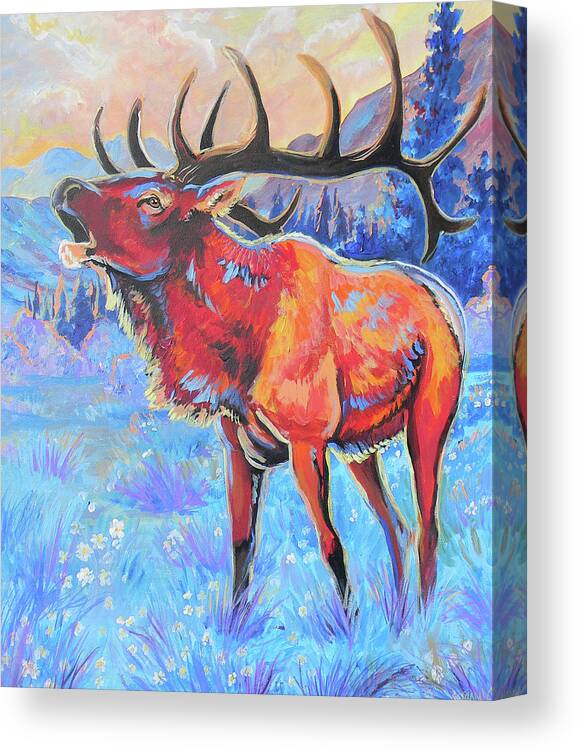 Elk Canvas Print featuring the painting Mountain Lord by Jenn Cunningham