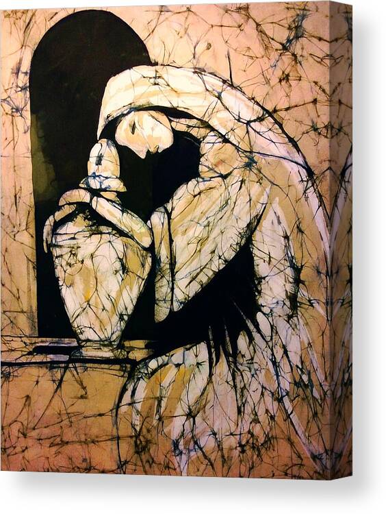 Fine Art Batik Canvas Print featuring the tapestry - textile Mourning Angel by Kay Shaffer